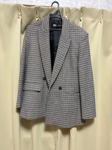 ZARA 하운드투스 패턴 더블 테일러드 자켓 XS 클리닝 완료