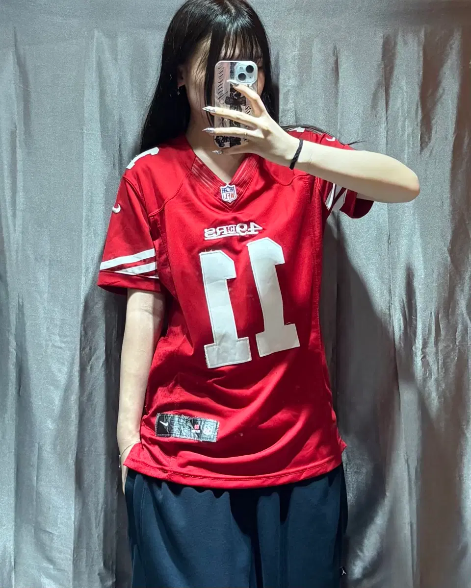 M NFL x NIKE A.SMITH 11 레드 유니폼 하프 져지