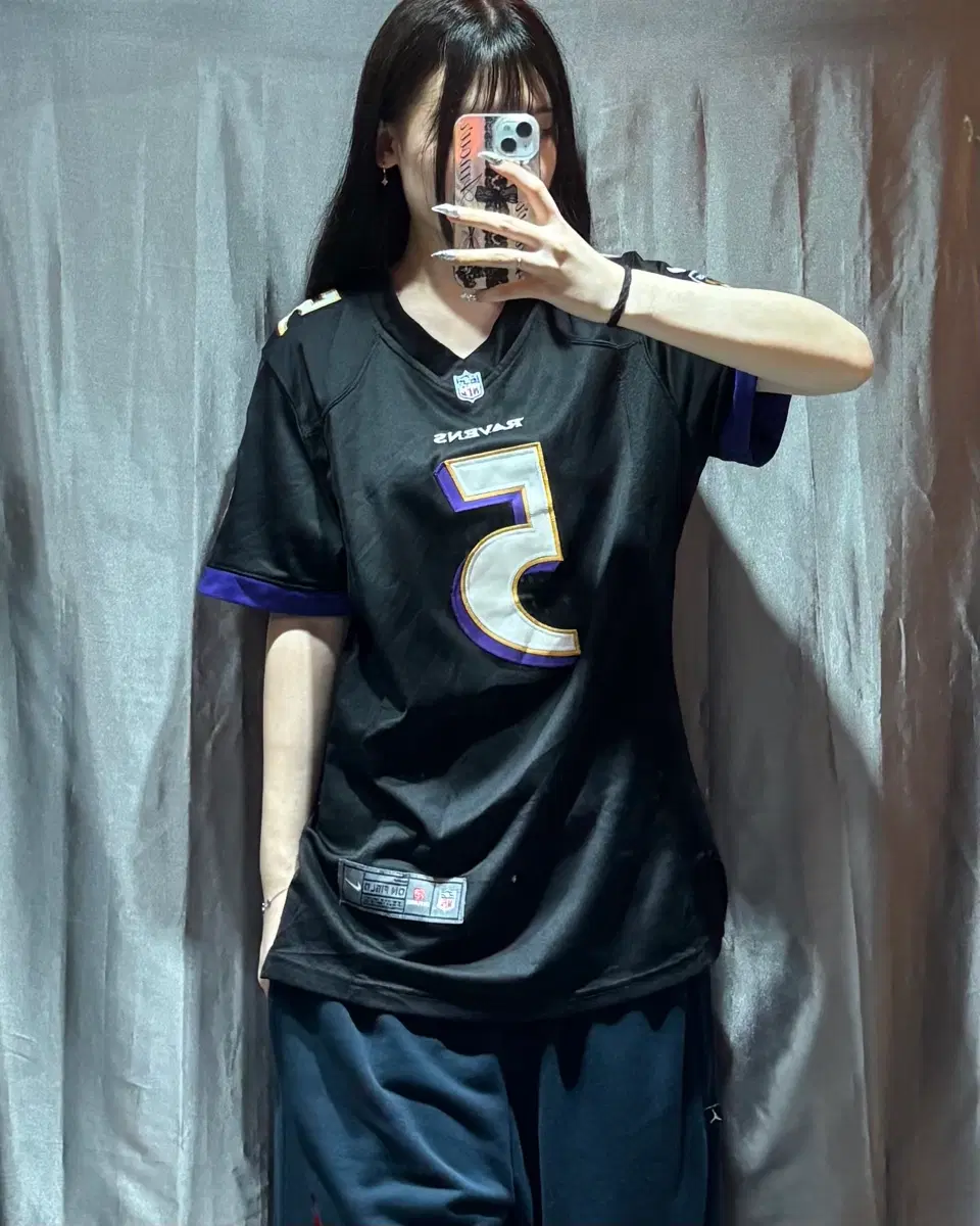 XL NFL x NIKE FLACCO 5 블랙 유니폼 하프 져지