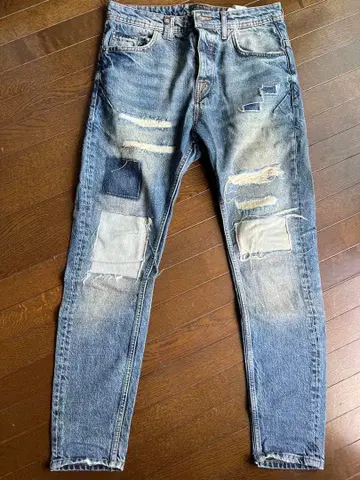 ZARA MAN 데님 팬츠 패치워크 데미지 가공 30