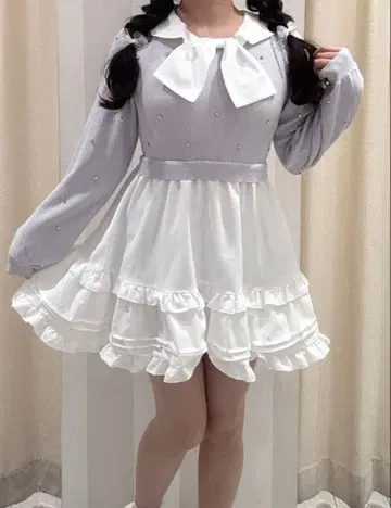 evelyn 옷깃 턱 미니 원피스 아이스 그레이