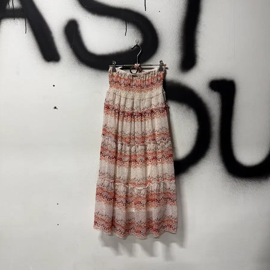 VTG 빈티지 하구미 잔꽃 패턴 캉캉 투웨이 홀터넥 롱스커트