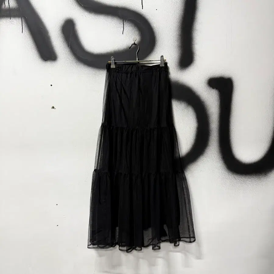 VTG 빈티지 고딕 블랙 페어리 레이스 캉캉 쉬폰 샤 롱 스커트