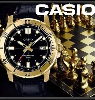 CASIO 남성용 손목시계 골드 블랙 쿼츠