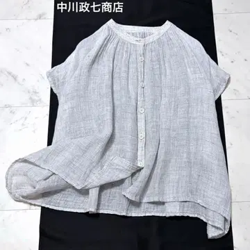 나카가와 마사시치 상점 린넨 100% 반팔 오버 사이즈 블라우스