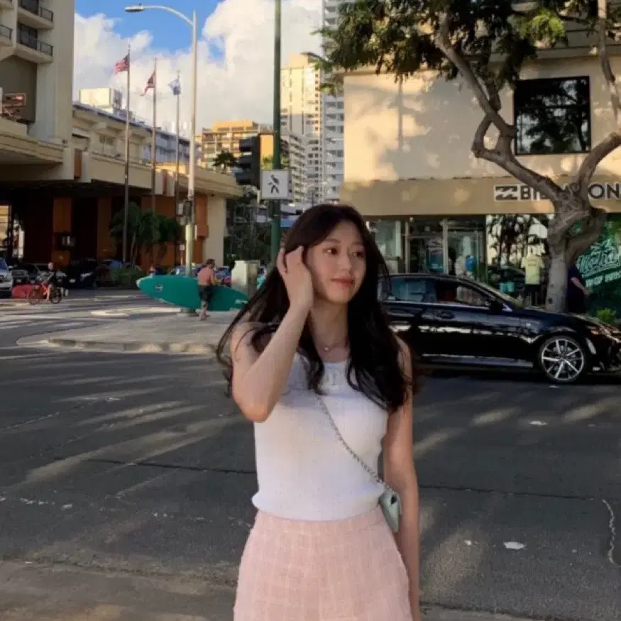 르플레인 핑크 트위드팬츠 s 새상품