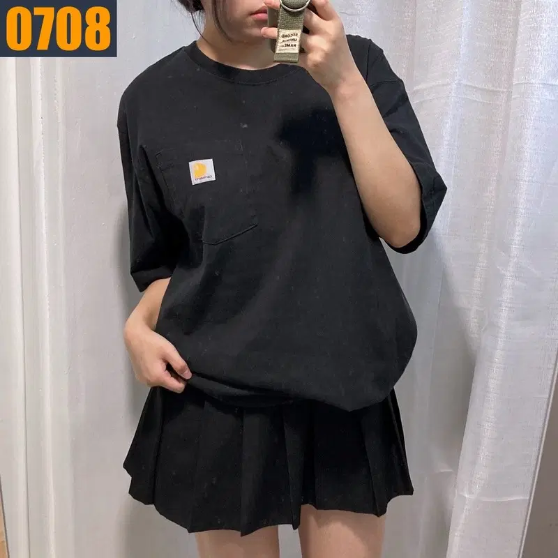 95 CARHARTT 칼하트 루즈핏 검정 포켓 반팔 티셔츠