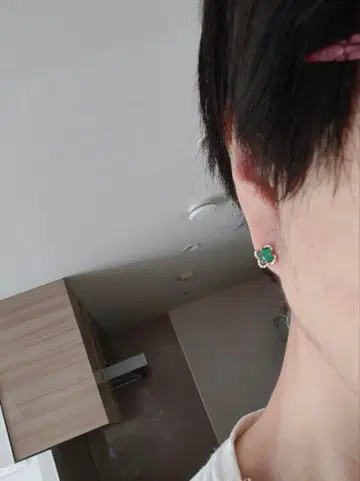 네잎클로버 그린스톤 귀걸이
