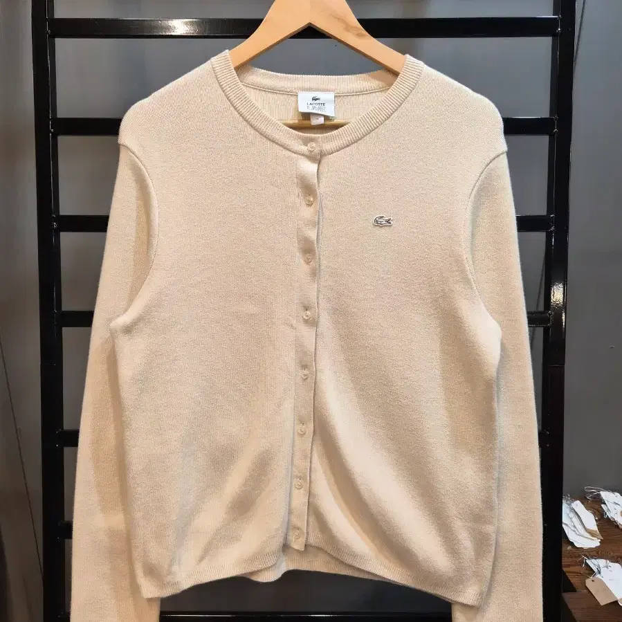 [S] 라코스테 라이브 LACOSTE LIVE 크림 코튼 가디건 5.9