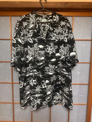[레어] TWO PALMS 하와이안 셔츠 하와이 제작 블랙 2XL