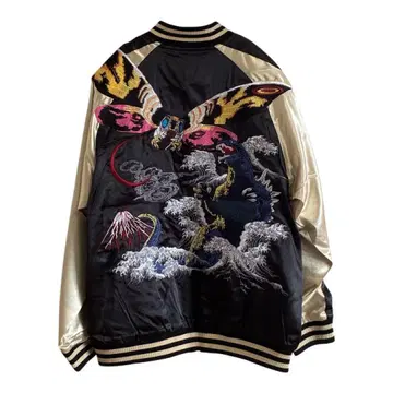 [ 레어 ] ONI DENIM 도호 고질라 모스라 스카잔 XXL 자수