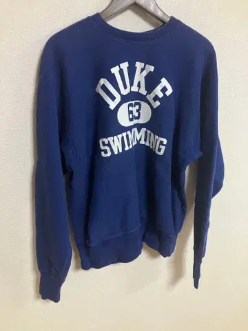 70s Champion 리버스 위브 단색택 DUKE 레어 블루