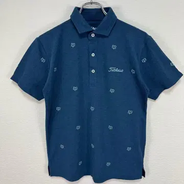TITLEIST 타이틀리스트 클로버 패턴 피케 셔츠 남성용 M 네이비