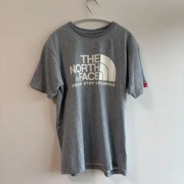 THE NORTH FACE 로고 프린트 반팔 티셔츠 그레이
