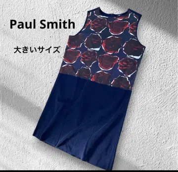 빅 사이즈! PS Paul Smith/새틴 절개 썸머 니트 원피스