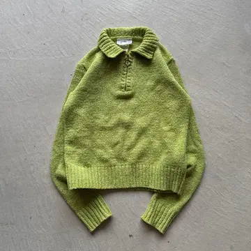 90s agnes b. light green half zip knit