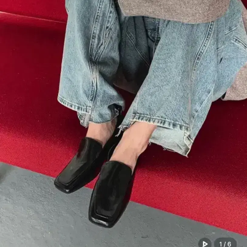 메티에 me2401 스퀘어 스티치 모노 로퍼 블랙