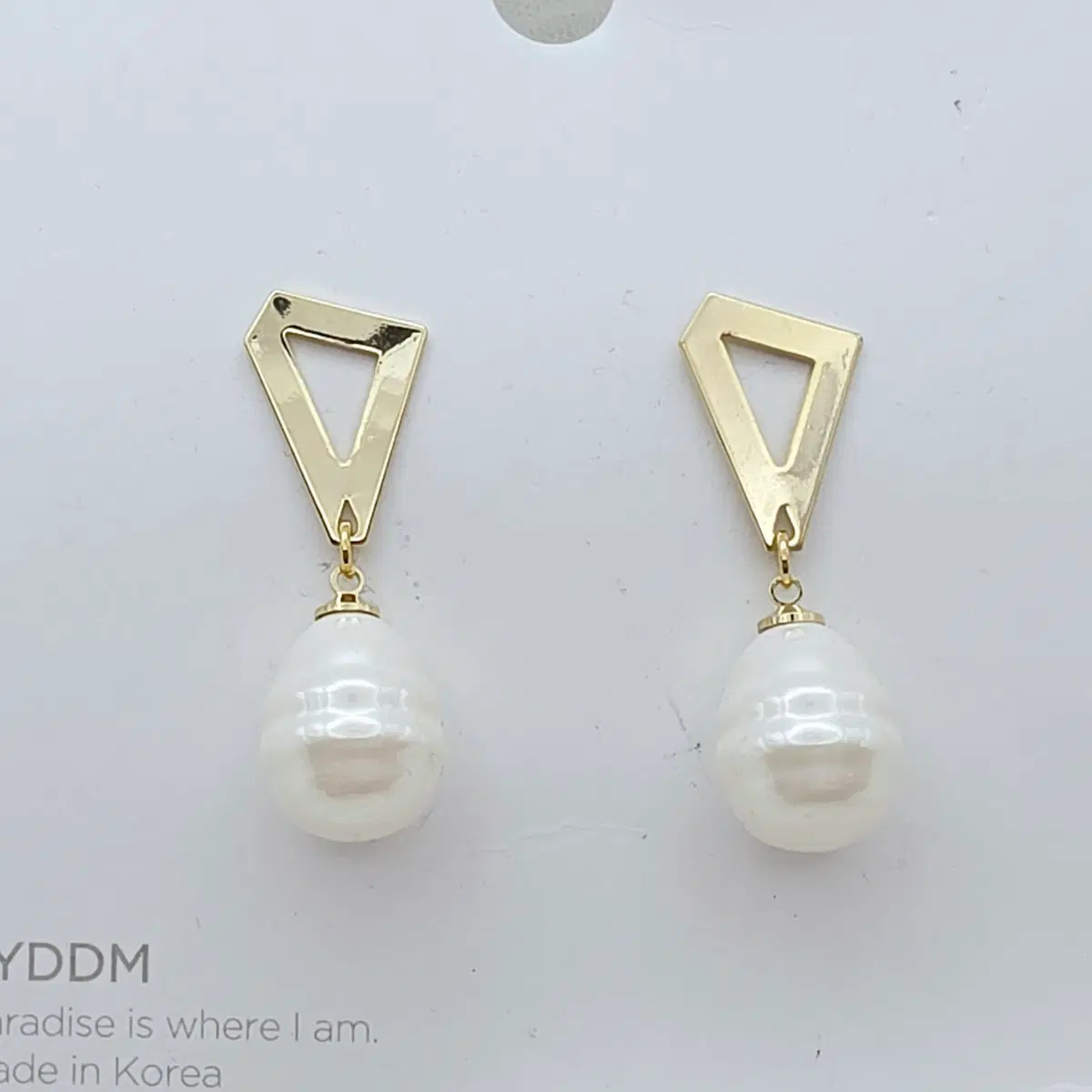 <JYDDM> 화이트 구슬 드롭 귀걸이