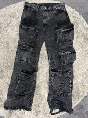 ZARA 케미컬 워시 카고 데님 팬츠 Y2K, opium