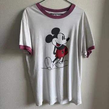 80s USA제 Disney 미키 링거 T셔츠 XL 싱글 화이트