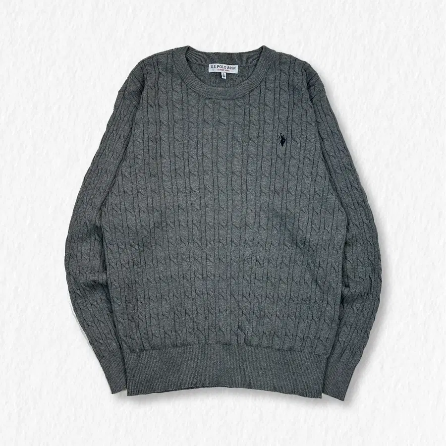 US POLO ASSN 케이블 니트 그레이