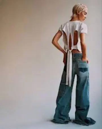 ZARA WIDE-LEG 패치워크 데님 팬츠