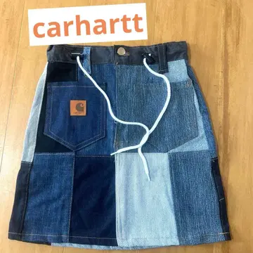 하나뿐인 한국 한정판 Carhartt 패치워크 데님 스커트 리메이크 제품