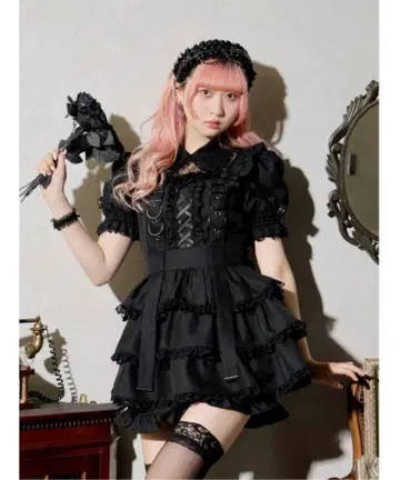noemie 노에미 레이스업 서스펜더 티어드 셋업