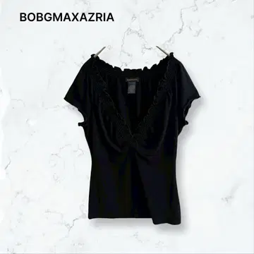 t194 BCBGMAXAZRIA V넥 티셔츠 블랙 S 무지