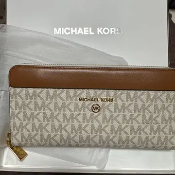 MICHAEL KORS 장지갑 MK 로고 브라운