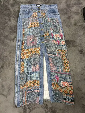 Desigual 데님 롱 스커트 38 사이즈 패치워크풍