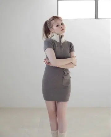 andmary Leila knit mini dress gray