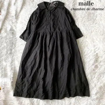 malle chambre de charme 린넨 혼방 빅 칼라 원피스
