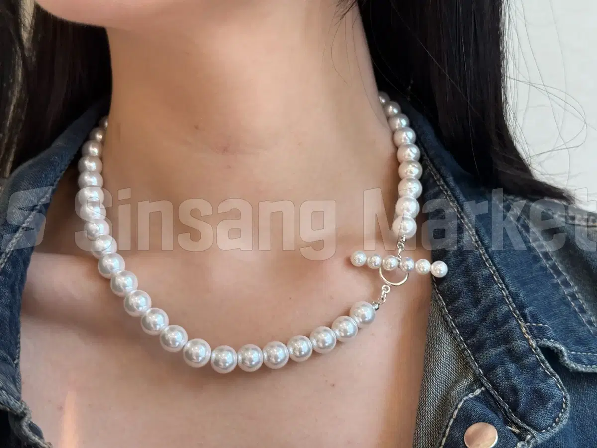 [빠른발송] 실버925 8미리 핵진주와 스와로브스키 진주목걸이