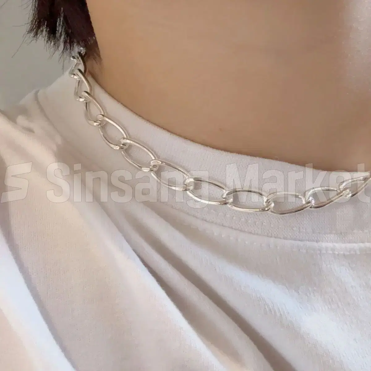 [빠른발송] 실버925 이태리 웨이브 할로우 목걸이