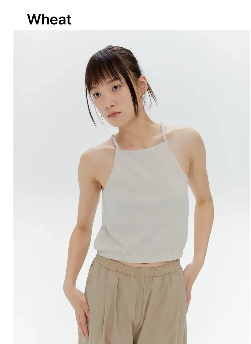 무브웜 스프링 탱크탑 홀터 브라탑(아이보리/M)