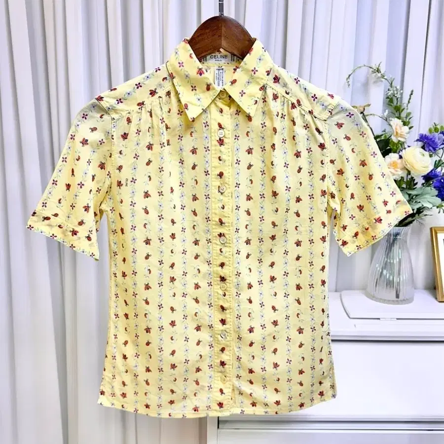 CELINE 80's 올드셀리느 레이이버그 코튼블라우스