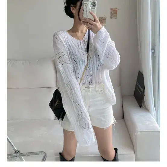핫핑 그물 시스루 니트 비치웨어