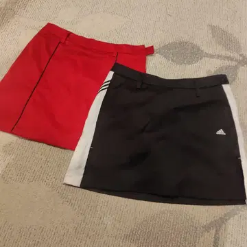 adidas 여성용 골프 스커트 2장 세트 블랙 빨간색