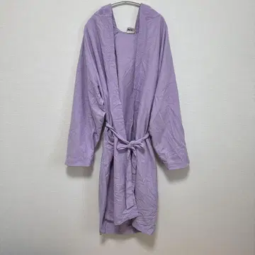 코인카사 무지 룸웨어 후드 긴팔 롱 M 보라색 면 가운