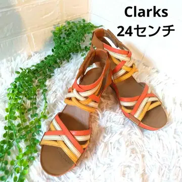 Clarks 클락스 rusty free 천연 가죽 웨지 샌들 24cm