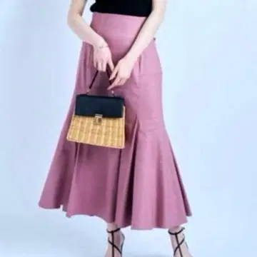 마이 스트라다 린넨 혼방 스위칭 머메이드 스커트 핑크 사이즈 36