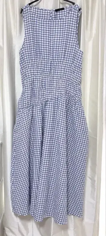 새상품 [ ZARA ] 깅엄 체크 파란색 미디 원피스