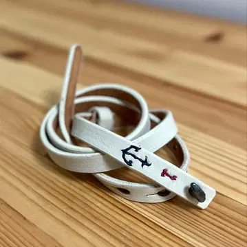 45R 화이트 가죽 벨트