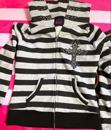 9090 girl Cross 보더 후드티 십자가 헤이세이 갸루 y2k