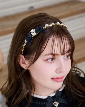 LIZ LISA 에코 가죽 리본 머리띠 블랙