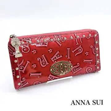 레어 ANNA SUI 장지갑 해리 에나멜 L자 지퍼 핑크