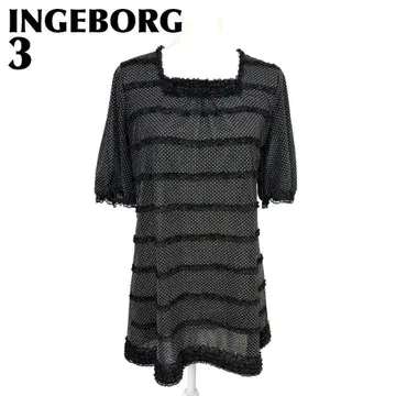 [새상품급] INGEBORG 반팔 시어 튜닉 9호 블랙 도트 보더