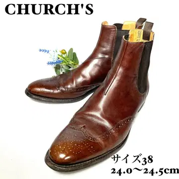 [레어] CHURCH'S 처치 사이드 고어 부츠 윙팁 브라운 가죽