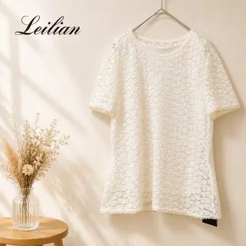 Leilian 레리안 레이스 블라우스 반팔 11 L 화이트 택 포함